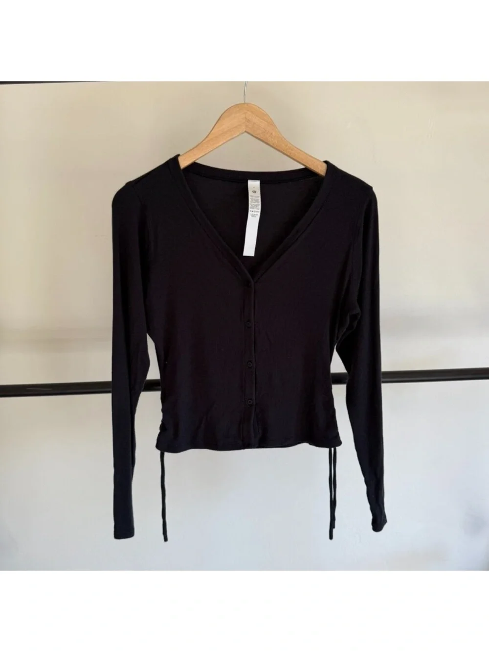 NWOT Lululemon Black Side-Cinch Ribbed Cardigan 6